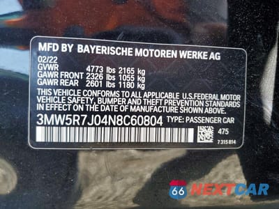 Zdjęcie 12 z 12 samochodu: 2022 BMW 330XI VIN:3MW5R7J04N8C60804 - miniatura