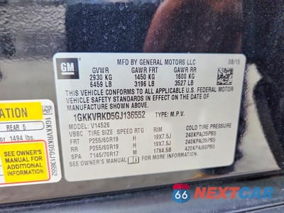 Zdjęcie 13 z 13 samochodu: 2016 GMC ACADIA SLT-1 VIN:1GKKVRKD5GJ136552 - miniatura