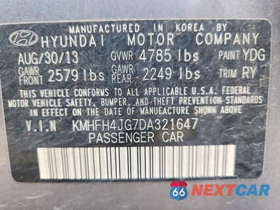 Zdjęcie 12 z 12 samochodu: 2013 HYUNDAI AZERA BASE VIN:KMHFH4JG7DA321647 - miniatura