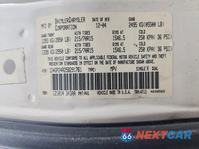 Zdjęcie 13 z 13 samochodu: 2005 DODGE GRAND CARAVAN SE VIN:1D4GP24R25B291761 - miniatura