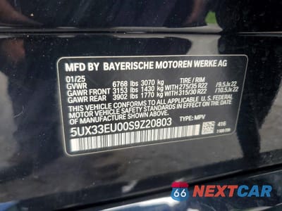 Zdjęcie 13 z 13 samochodu: 2025 BMW X5 M60I VIN:5UX33EU00S9Z20803 - miniatura