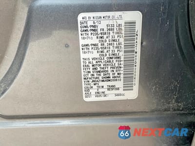 Zdjęcie 10 z 10 samochodu: 2013 NISSAN MURANO S VIN:JN8AZ1MU0DW200610 - miniatura