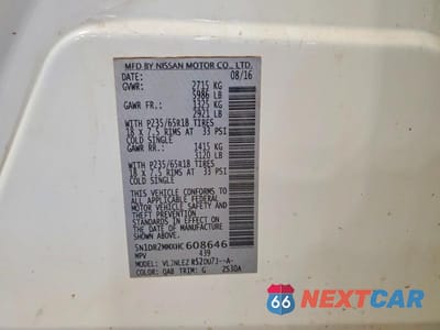 Zdjęcie 13 z 13 samochodu: 2017 NISSAN PATHFINDER SV VIN:5N1DR2MMXHC608646 - miniatura