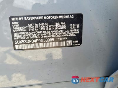 Zdjęcie 14 z 14 samochodu: 2023 BMW X3 VIN:5UX53DP04P9N53085 - miniatura