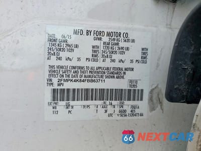 Zdjęcie 13 z 13 samochodu: 2015 FORD EDGE TITANIUM VIN:2FMPK4K84FBB63711 - miniatura