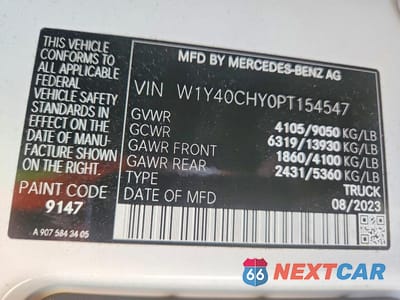 Zdjęcie 13 z 13 samochodu: 2023 MERCEDES BENZ SPRINTER 2500 DELIVERY VAN VIN:W1Y40CHY0PT154547 - miniatura