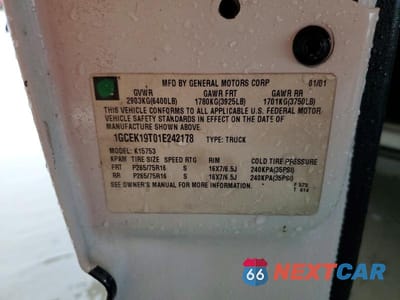 Zdjęcie 12 z 12 samochodu: 2001 CHEVROLET SILVERADO K1500 VIN:1GCEK19T01E242178 - miniatura