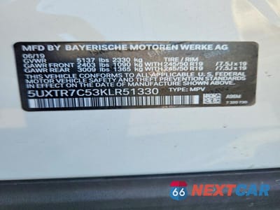 Zdjęcie 13 z 13 samochodu: 2019 BMW X3 SDRIVE30I VIN:5UXTR7C53KLR51330 - miniatura