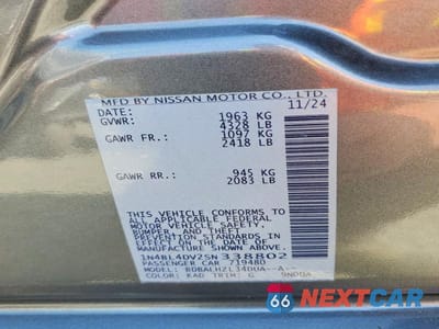 Zdjęcie 12 z 12 samochodu: 2025 NISSAN ALTIMA SV VIN:1N4BL4DV2SN338802 - miniatura