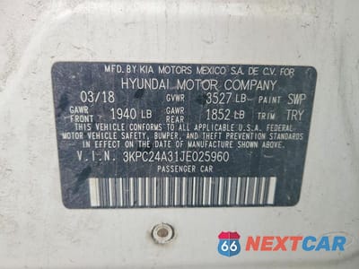 Zdjęcie 12 z 12 samochodu: 2018 HYUNDAI ACCENT SE VIN:3KPC24A31JE025960 - miniatura