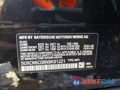 Zdjęcie 13 z 13 samochodu: 2022 BMW X5 XDRIVE40I VIN:5UXCR6C06N9K91221 - miniatura