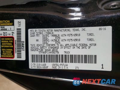 Zdjęcie 12 z 12 samochodu: 2017 TOYOTA TUNDRA CREWMAX LIMITED VIN:5TFHW5F11HX582756 - miniatura
