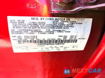 Zdjęcie 12 z 12 samochodu: 2010 FORD TAURUS SEL VIN:1FAHP2EW9AG108932 - miniatura