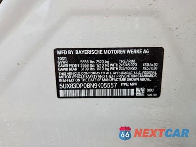 Zdjęcie 13 z 13 samochodu: 2022 BMW X3 VIN:5UX83DP08N9K05557 - miniatura