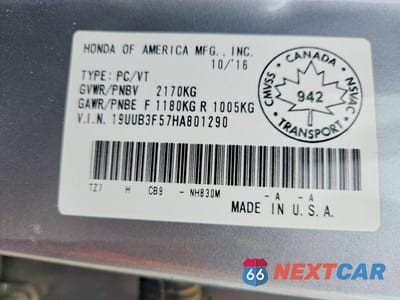 Zdjęcie 12 z 12 samochodu: 2017 ACURA TLX TECH VIN:19UUB3F57HA801290 - miniatura