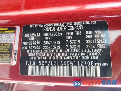 Zdjęcie 13 z 13 samochodu: 2013 HYUNDAI SANTA FE SPORT VIN:5XYZU3LA4DG112706 - miniatura