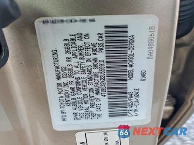 Zdjęcie 12 z 12 samochodu: 2002 TOYOTA CAMRY XLE VIN:4T1BE32K22U559910 - miniatura