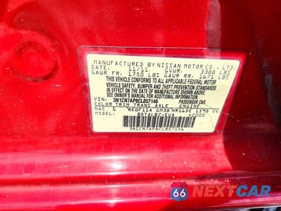 Zdjęcie 12 z 12 samochodu: 2012 NISSAN VERSA 1.6 S VIN:3N1CN7AP8CL857146 - miniatura