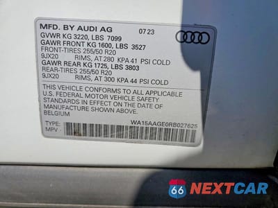 Zdjęcie 13 z 13 samochodu: 2024 AUDI Q8 E-TRON PREMIUM PLUS VIN:WA15AAGE0RB027625 - miniatura