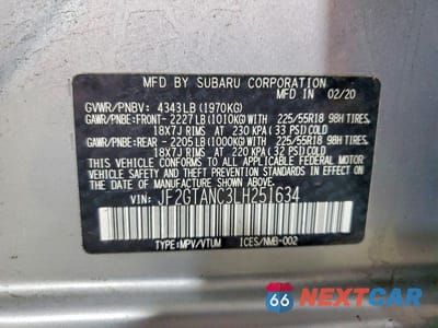 Zdjęcie 13 z 13 samochodu: 2020 SUBARU CROSSTREK LIMITED VIN:JF2GTANC3LH251634 - miniatura