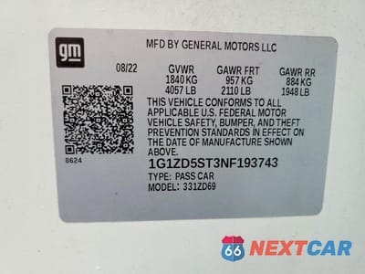 Zdjęcie 12 z 12 samochodu: 2022 CHEVROLET MALIBU LT VIN:1G1ZD5ST3NF193743 - miniatura