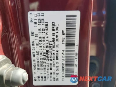 Zdjęcie 13 z 13 samochodu: 2014 HONDA CR-V LX VIN:5J6RM3H37EL035159 - miniatura