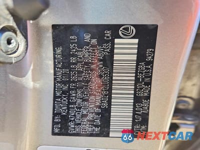 Zdjęcie 13 z 13 samochodu: 2020 LEXUS ES 350 VIN:58ADZ1B12LU065307 - miniatura