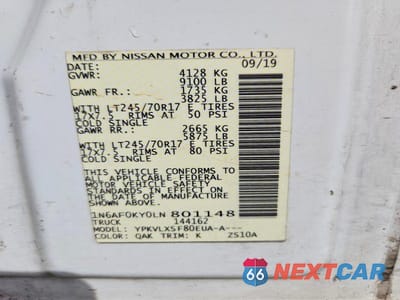 Zdjęcie 14 z 14 samochodu: 2020 NISSAN NV 2500 HD SV VIN:1N6AF0KY0LN801148 - miniatura