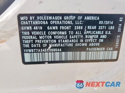 Zdjęcie 13 z 13 samochodu: 2014 VOLKSWAGEN PASSAT SE VIN:1VWBT7A34EC089544 - miniatura