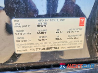 Zdjęcie 12 z 12 samochodu: 2017 TESLA MODEL S VIN:5YJSA1E18HF228483 - miniatura