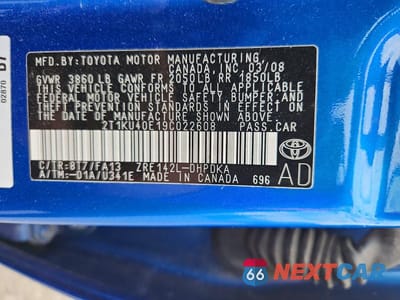 Zdjęcie 13 z 13 samochodu: 2009 TOYOTA MATRIX BASE VIN:2T1KU40E19C022608 - miniatura