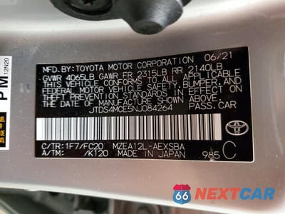 Zdjęcie 12 z 12 samochodu: 2022 TOYOTA COROLLA SE VIN:JTDS4MCE5NJ084264 - miniatura