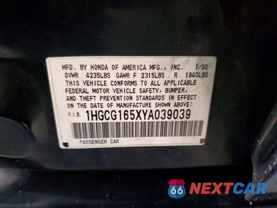 Zdjęcie 12 z 12 samochodu: 2000 HONDA ACCORD VIN:1HGCG165XYA039039 - miniatura