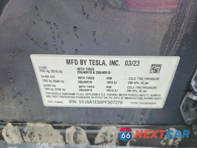Zdjęcie 12 z 12 samochodu: 2023 TESLA MODEL S VIN:5YJSA1E50PF507279 - miniatura