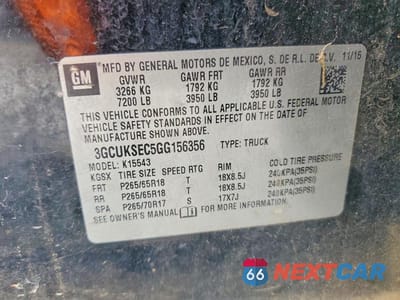 Zdjęcie 12 z 12 samochodu: 2016 CHEVROLET SILVERADO K1500 LTZ VIN:3GCUKSEC5GG156356 - miniatura