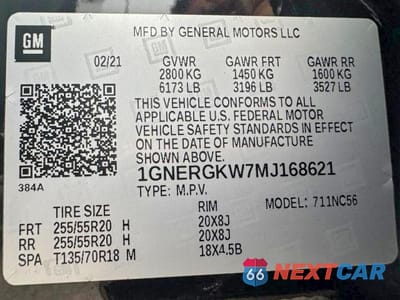 Zdjęcie 15 z 15 samochodu: 2021 CHEVROLET TRAVERSE LT VIN:1GNERGKW7MJ168621 - miniatura