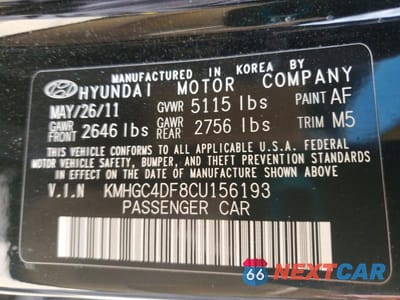 Zdjęcie 12 z 12 samochodu: 2012 HYUNDAI GENESIS 4.6L VIN:KMHGC4DF8CU156193 - miniatura