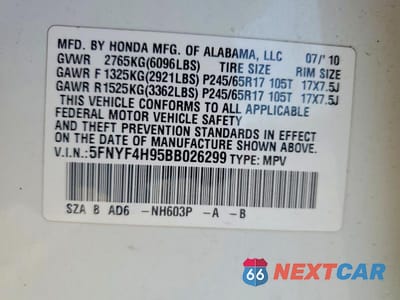 Zdjęcie 13 z 13 samochodu: 2011 HONDA PILOT TOURING VIN:5FNYF4H95BB026299 - miniatura