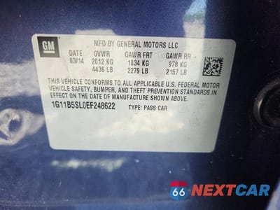 Zdjęcie 12 z 12 samochodu: 2014 CHEVROLET MALIBU LS VIN:1G11B5SL0EF248622 - miniatura