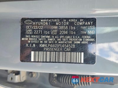 Zdjęcie 12 z 12 samochodu: 2023 HYUNDAI ELANTRA LIMITED VIN:KMHLP4AG5PU454528 - miniatura