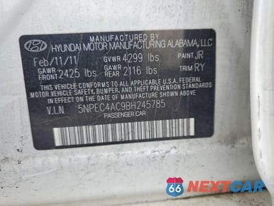 Zdjęcie 12 z 12 samochodu: 2011 HYUNDAI SONATA SE VIN:5NPEC4AC9BH245785 - miniatura