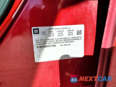 Zdjęcie 12 z 12 samochodu: 2017 CHEVROLET CRUZE LT VIN:1G1BE5SMXH7217929 - miniatura