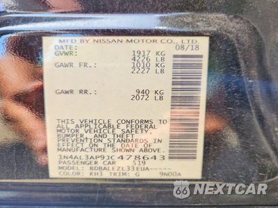 Zdjęcie 12 z 12 samochodu: 2018 NISSAN ALTIMA 2.5 S VIN:1N4AL3AP9JC478643 - miniatura