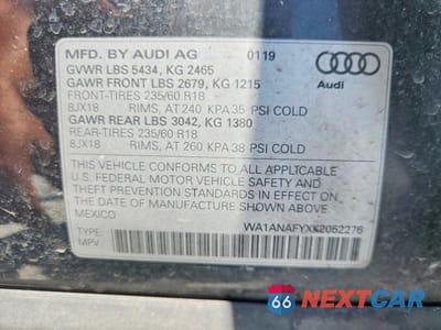 Zdjęcie 13 z 13 samochodu: 2019 AUDI Q5 PREMIUM VIN:WA1ANAFYXK2052276 - miniatura