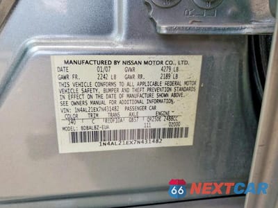 Zdjęcie 12 z 12 samochodu: 2007 NISSAN ALTIMA 2.5 VIN:1N4AL21EX7N431482 - miniatura