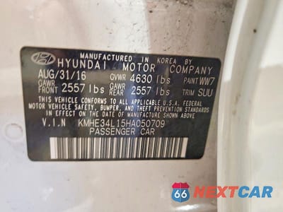 Zdjęcie 12 z 12 samochodu: 2017 HYUNDAI SONATA HYBRID LIMITED VIN:KMHE34L15HA050709 - miniatura