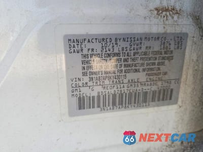 Zdjęcie 12 z 12 samochodu: 2019 NISSAN SENTRA SV VIN:3N1AB7AP8KY430115 - miniatura
