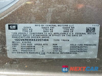 Zdjęcie 12 z 12 samochodu: 2014 CHEVROLET SILVERADO K1500 LT VIN:1GCVKREHXEZ207484 - miniatura