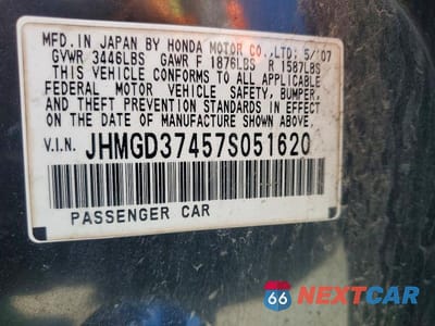 Zdjęcie 13 z 13 samochodu: 2007 HONDA FIT VIN:JHMGD37457S051620 - miniatura