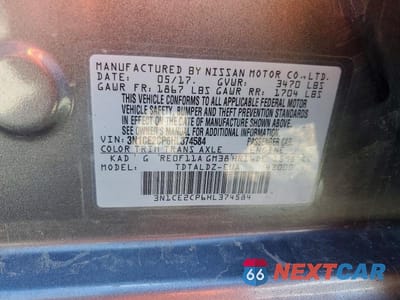 Zdjęcie 13 z 13 samochodu: 2017 NISSAN VERSA NOTE SV VIN:3N1CE2CP6HL374584 - miniatura